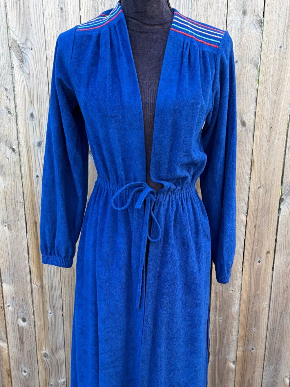 Vintage Julie Girl Blue with Multi Color Thread Accent Long Robe Small